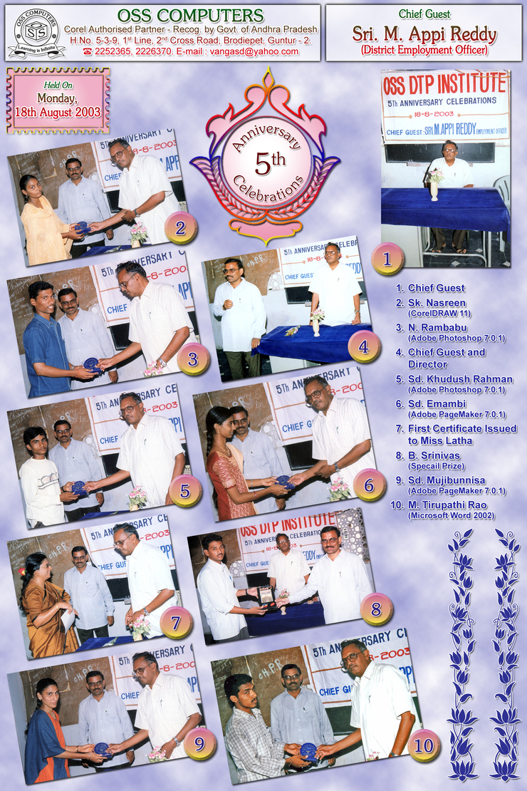 18th August, 2003 - 5th Anniversary - Sri M. Appi Reddy